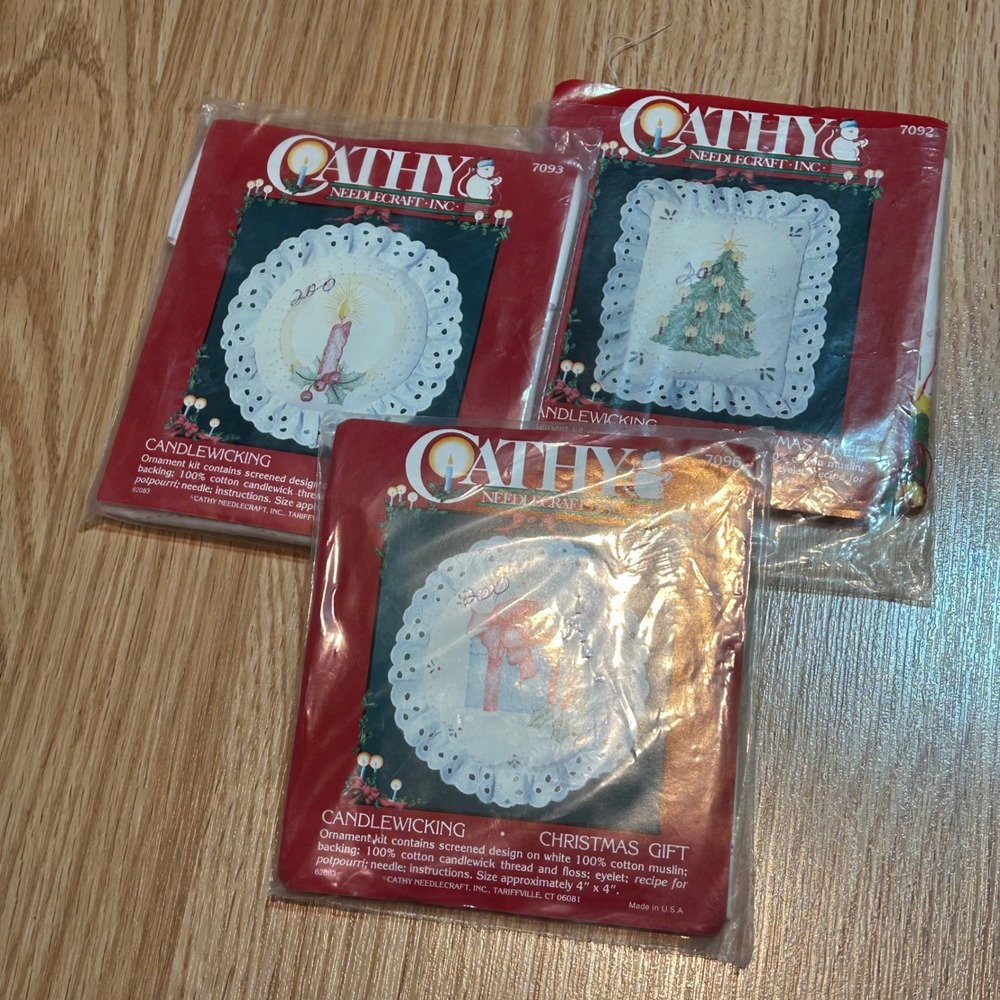 Cathy Needlecraft Candlewicking Ornament Kit Christmas Tree‎ Candle